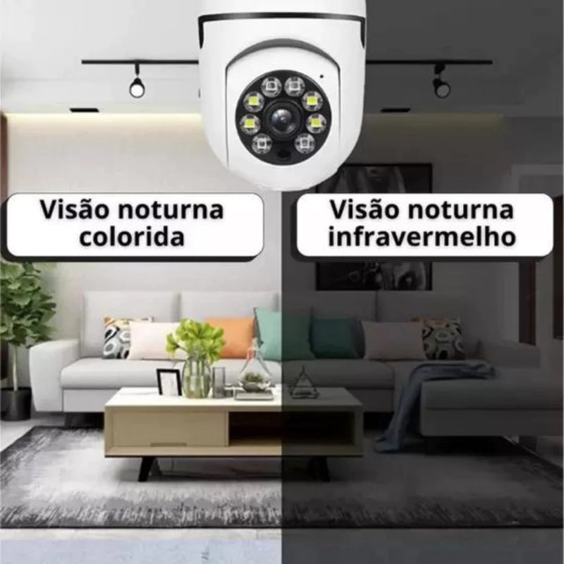 Kit Câmera Segurança Prova D'água Infravermelho Lâmpada Sem Fio Wifi